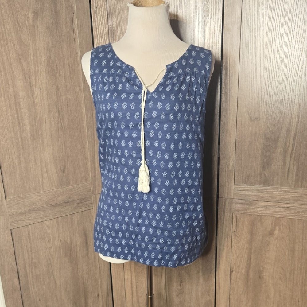 GAP Blue Printed Tassel Tie Camisole Medium